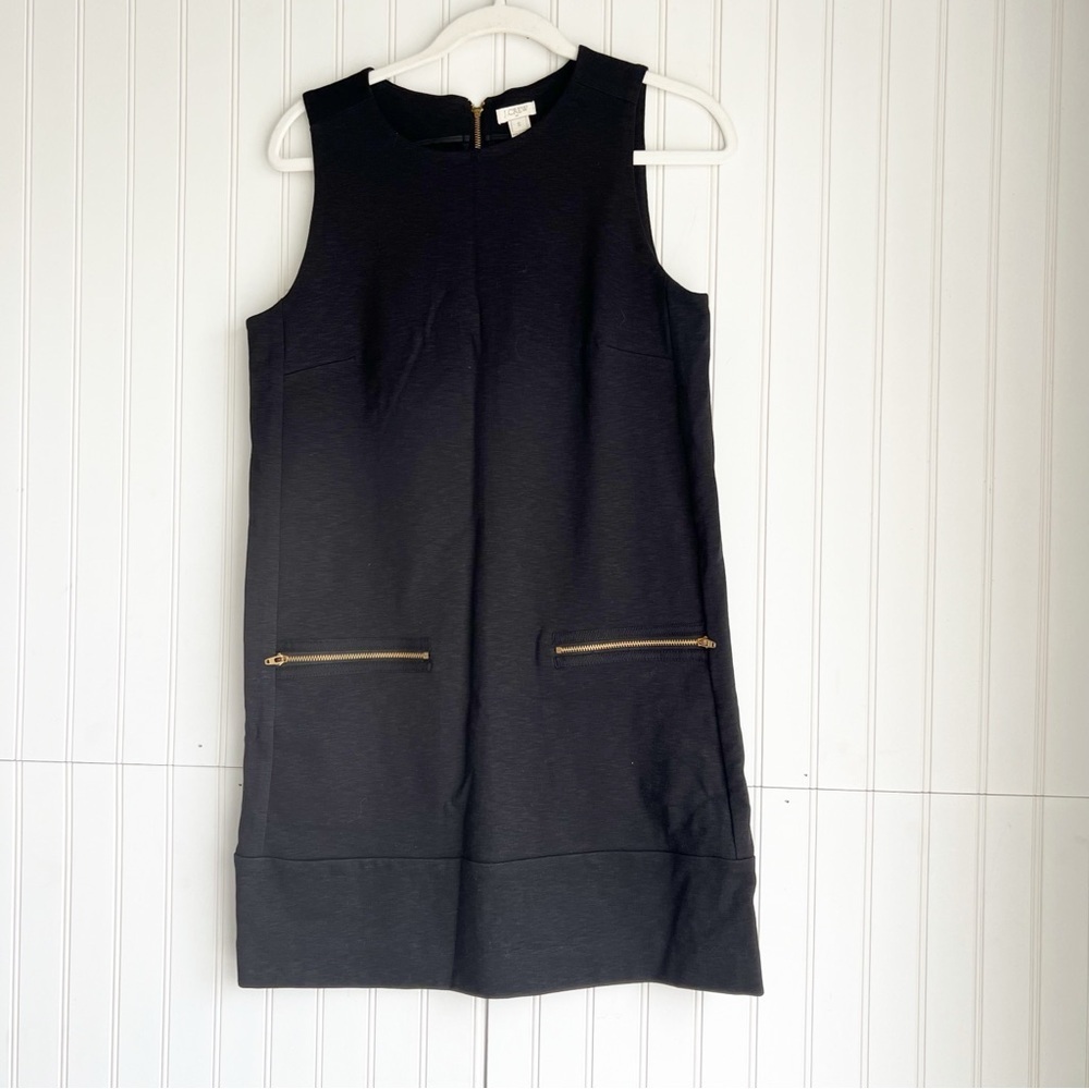J. Crew Factory Size S Black Sleeveless Front Pockets Textured Shift dress
